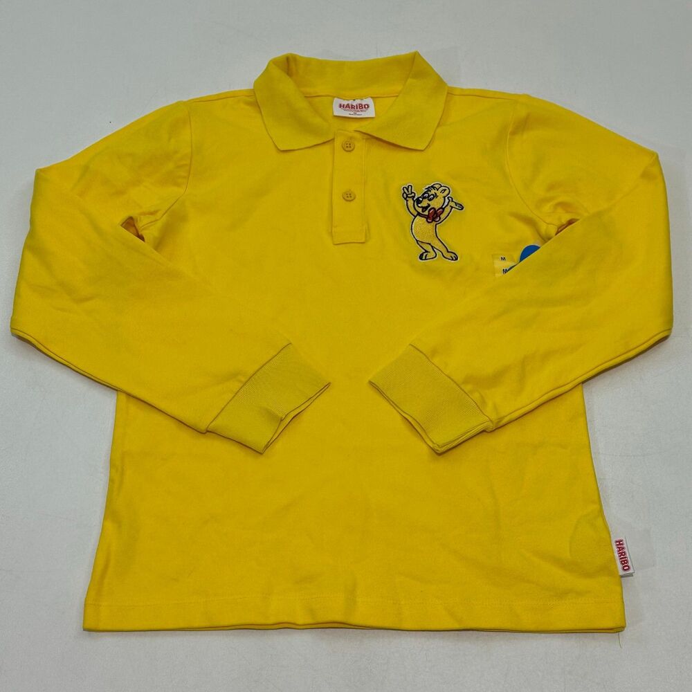 Haribo Long Sleeve Polo Yellow Embroidered Bear, Size M (10-12)